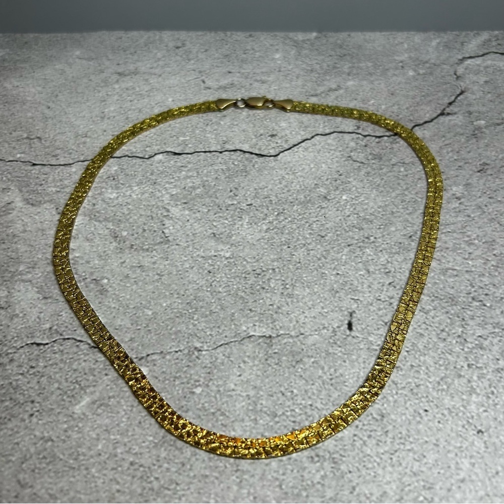 Unique Textured Gold Tone Necklace